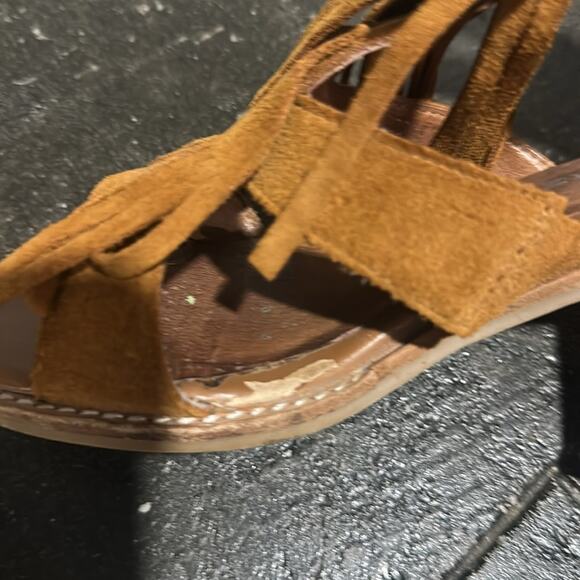 Jeffrey Campbell Western Revival Fringe Dodge Suede Stacked Heel Sandals 6.5 - Picture 9 of 11